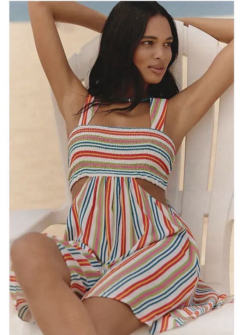 Anthropologie Celandine Piper Bandeau Cutout Mini Dress NEW NWT Beach Large Boho